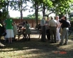 Members gather in the evening sun at the Fradley Arms on Saturday