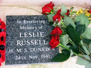 Leslie Russell memorial stone