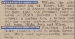 Castledine obit 1 Nottinghsm Evening Post 25-11-42